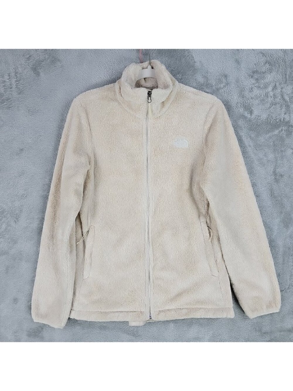 The North Face Fleece Jacket Womens M Beige Full Zip Sherpa Stand Collar Pockets